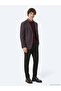 Burgundy Patterned Modern Fit Wool Blend Knitted Jacket - 4