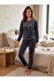 Women's Long Sleeve Cuffed Lycra Soft Velvet Pajama Set - 2
