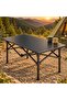 Folding Camping Table with Carry Bag, 95 x 55 x 50 cm Black Slatted Tabletop, X-Frame Support, Easy Setup, Camping & Picnic Use, Portable Design