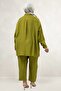 67068 Large Size Men's Collared Double Liyosell Trouser Suit - Fat Green - 6