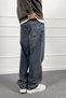 Antique Washed Baggy Loose Fit Denim Blue Jeans - 3