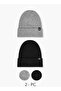 Men Beanie with Applique Detail - Set of 2