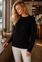 Women's Round Neck Long Sleeve Thessaloniki Sleeve Hair Braided Twisted Stylish Elegant Casual Black Knitwear Sweater - 5
