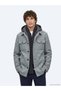 Gray Regular Fit Hooded Smart Casual Woven Coat - 6