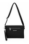 Women's Faux Leather Adjustable Crossbody and Hand Strap Portfolio, Clutch Bag S-1360 Black Satin - 4