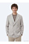 Light Brown Patterned Modern Fit Wool Blend Jacket