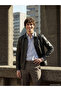 Khaki Regular Fit Shirt Collar Casual Leather Leather Coat - 2