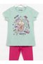 Children's Set Character Printed Crew Neck Short Sleeve T-Shirt Leggings 2-Piece Set 2-6 Years Cotton Milkshake - 2