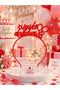 Happy Birthday Red Mica Crown – Birthday Party Crown with Balloon and Star Detail