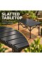 Folding Camping Table with Carry Bag, 95 x 55 x 50 cm Black Slatted Tabletop, X-Frame Support, Easy Setup, Camping & Picnic Use, Portable Design - 5