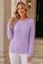 Women's Round Neck Long Sleeve Openwork Knit Patterned Stylish Soft Elegant Casual Lilac Knitwear Sweater - 6
