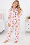 Girl's Cotton Buttoned Pink Color Long Sleeve Pajama Set