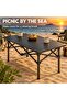 Folding Camping Table with Carry Bag, 95 x 55 x 50 cm Black Slatted Tabletop, X-Frame Support, Easy Setup, Camping & Picnic Use, Portable Design - 6