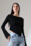 Women's Boat Neck Spanish Sleeve Asymmetrical Front Blouse 22275 - 3