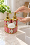 Hanzade Love Birds Bird Motif Porcelain Double Chamber Premium Liquid Soap Dispenser and Sponge Holder Set – with Gold Pump, Sponge Gift, 2 × 300 ml - 7