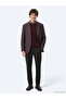 Burgundy Patterned Modern Fit Wool Blend Knitted Jacket - 3
