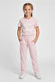 Logo Printed Elastic Waist Straight Leg Sweatpants Girls' Sweatpants 931083 - 2