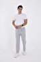 Men's Gray Sweatpants Three-Thread Cotton Baggy Comfortable Cut with Piped Cuffs - 5