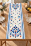 Blue Orange Ethnic Tile Pattern 4 Pillow Covers 1 Runner 5 Piece Set - 4