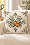Green Beige Forest House Pumpkin Patterned 4 Throw Pillow Covers 1 Runner 5 Piece Set - 8