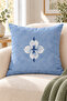 Blue and White Tile Motif 4 Pillow Covers 1 Runner 5 Piece Set - 7