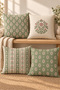 Sage Red Ethnic Floral Patterned 4 Pillow Covers 1 Runner 5 Piece Set - 2
