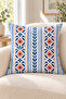 Blue Orange Ethnic Tile Pattern 4 Pillow Covers 1 Runner 5 Piece Set - 7