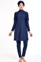 4105 Navy Blue Shoulder Tassel Detailed Lycra Full Covered Hijab Swimsuit - 2