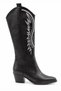 Women's Black Leather Embroidered Western Cowboy Cowgirl Heeled Boots Heel Height 5 cm