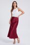 Burgundy Verev Cut Draped Luxury Satin Skirt - 4