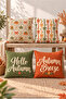 Orange Green Hello Autumn Written Botanical 4 Pillow Covers 1 Runner 5 Piece Set - 3
