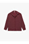 Long Sleeve Plum Color Striped Oversize Shirt - 5