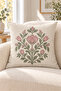 Sage Red Ethnic Floral Patterned 4 Pillow Covers 1 Runner 5 Piece Set - 6