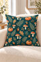Petrol Orange Mushroom Pumpkin Patterned 4 Throw Pillow Covers 1 Runner 5 Piece Set - 6