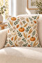 Mustard Petrol Pumpkin Leaf Patterned 4 Throw Pillow Covers 1 Runner 5 Piece Set - 6