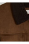Özmarka New Season Brown Regular Fit Fur Collar Suede Men's Coat - 3