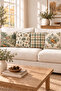 Green Beige Forest House Pumpkin Patterned 4 Throw Pillow Covers 1 Runner 5 Piece Set - 3