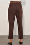 Women's Belted Fabric Trousers 30136 - Brown - 6