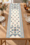 Blue Orange Ethnic Floral Patterned 4 Throw Pillow Covers 1 Runner 5 Piece Set - 4