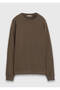 Khaki Crew Neck Plain Sweatshirt - 7