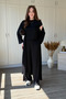Modal Fabric 3-Piece Long Black Cardigan Pants Blouse Set