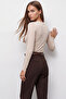 Women's Beige Crew Neck Basic Blouse Alc-X14389 - 5