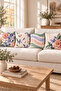 Powder Blue Rose Hydrangea Patterned 4 Pillow Covers 1 Runner 5 Piece Set - 3