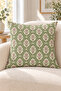 Sage Red Ethnic Floral Patterned 4 Pillow Covers 1 Runner 5 Piece Set - 5