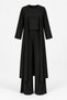 Modal Fabric 3-Piece Long Black Cardigan Pants Blouse Set - 2