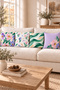 Pink Purple Watercolor Floral Pattern 4 Throw Pillow Covers 1 Runner 5 Piece Set - 3