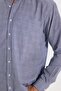 Men's regular fit classic cut button-down collar small check cotton grey shirt - 4