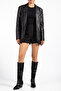 Black Matte Leather Suede Trok Detail Western Cowboy Split Boots - 6