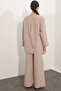 Women's Oversize Shirt Pants Linen Two-Piece Set 30126 - Beige - 6