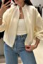 Ecru or White, Zippered Tulle Bomber Jacket Per9804 - 4